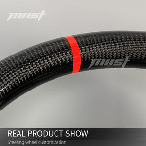 Volante de Fibra de Carbono Personalizado para Hyundai I20N I30N ElantraN N-line <span class=keywords><strong>Fastback</strong></span> con Empuñaduras de Cuero Perforado Azul - Product Image 4