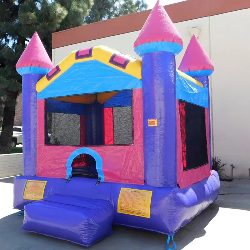 Party Rental Girl Inflatable Bouncer Pink& Purple Dream Jumping Castle Moonwalk Bouncy House For Sale