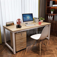 Meubles de bureau modernes, table d'ordinateur simple en bois noir et brun, combinaison chaise et table avec tiroirs de rangement