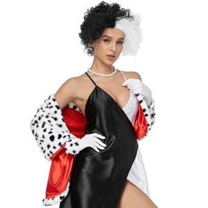 Capa de Bruja con Estampado de Leopardo Rojo y Blanco de <span class=keywords><strong>Cruella</strong></span> Dalmatian para Halloween, Disfraz de Cosplay - Product Image 4