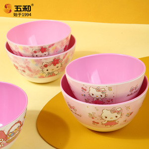 Hello Kitty Melamine Bowl Pink Cartoon Design For Children Party Use - Product Image 5