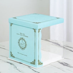 Custom Transparent <b>Clear</b> PET Cake <b>Gift</b> <b>Box</b> Luxury Ivory Board with Stamping Glossy Lamination Popular Decorative Matt Cake <b>Box</b> - Product Image 4