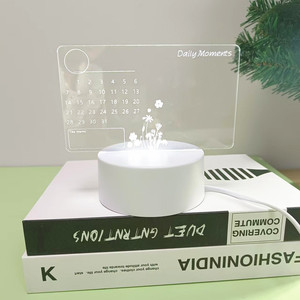Món quà sáng tạo 3D Dạ Quang Tự làm <span class=keywords><strong>Led</strong></span> Trống Acrylic có thể ghi lại bảng tin trong suốt ánh sáng ban đêm với cơ sở bằng gỗ Bảng ghi chú bút - Product Image 3