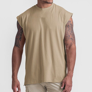 Moda estiva ampia taglie forti tinta unita senza maniche t-shirt senza maniche felpa da palestra canottiere da <span class=keywords><strong>uomo</strong></span>