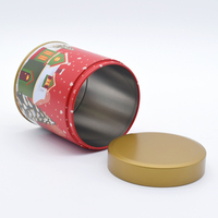 Boîte en métal ronde personnalisée pour emballage cadeau de Noël, chocolat, bonbons, biscuits, café, thé, boîte en métal pour thé