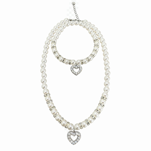 새롭고 우아하며 고급스러운 조절 가능한 하트 모양 펜던트 진주 애완동물 목걸이 고양이와 강아지 목걸이 - Product Image 2