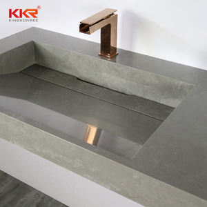 อ่างล้างหน้าหินเทียมหรูหราแบบเดี่ยว อ่างล้างมือแบบตั้งบนเคาน์เตอร์หินอ่อน - Product Image 6