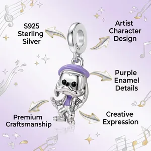 Ciondolo Disney in Argento S925 Placcato Oro con Zirconi Certificato NGDTC, Charm Cartoon di Winnie the <span class=keywords><strong>Pooh</strong></span> per Bracciali e Collane - Product Image 6