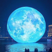 Ballon publicitaire gonflable personnalisé en forme de lune de 5 m avec éclairage LED suspendu pour décoration