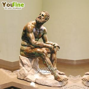 Statue da Giardino di Figure Maschili Nude Antiche in Marmo Scolpite a Mano a Grandezza Naturale - Product Image 3