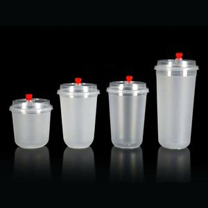 Gobelets jetables en PP de 90 mm en forme de U, personnalisables par sérigraphie, pour boba, jus, thé, lait, fruits, avec couvercle, eau minérale - Product Image 5