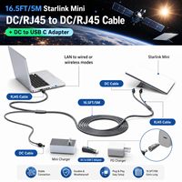 Câble Ethernet 2-en-1 Mini Ethernet 5521+RJ45 Catégorie 6 à paire torsadée, câble Ethernet et d'alimentation pour ordinateur, câble Ethernet extérieur étanche