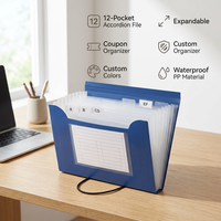 Porte-documents extensible portable Weishu en PP, classeur accordéon à 12 poches avec cordon pour cartes, coupons et reçus A6