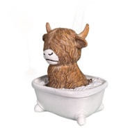 Figurine créative en résine de vache des Highlands, ornement animal fait main, décoration pour salle de bain et maison, cadeau de festival
