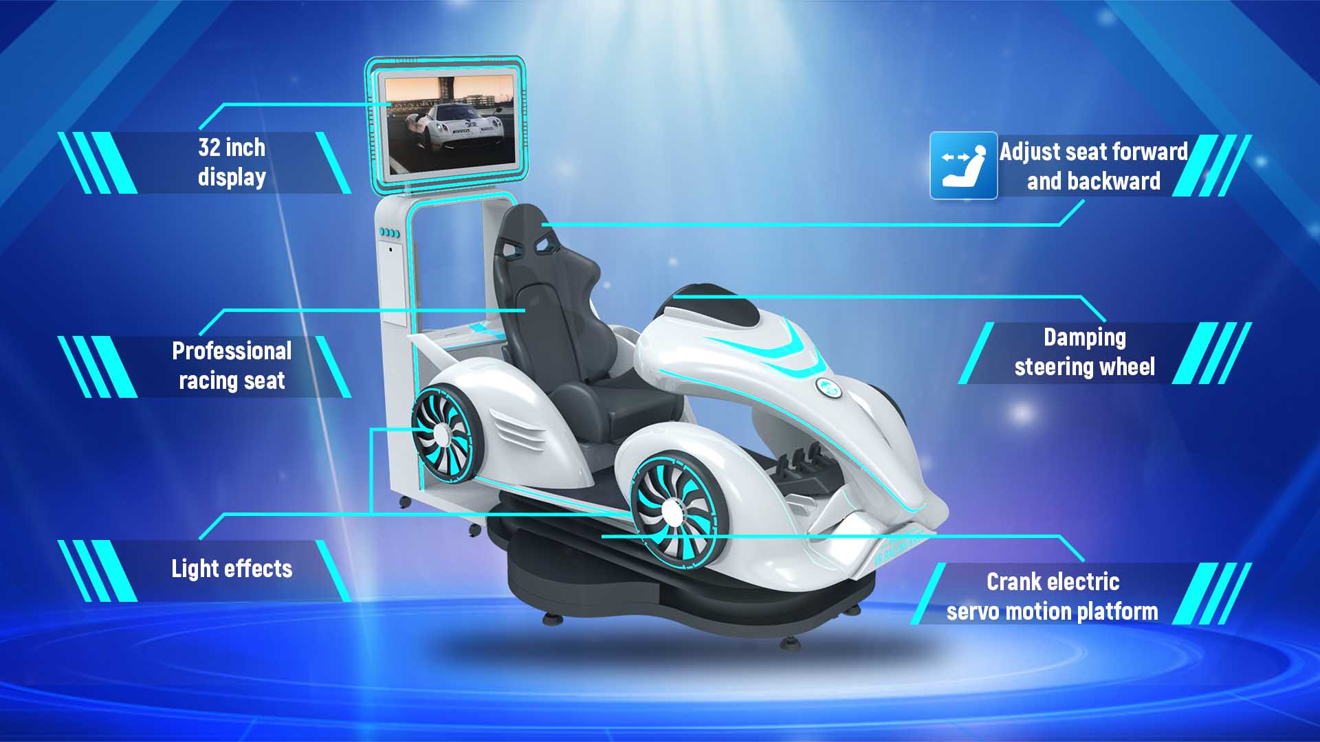 0.7KW VR Car Simulator Theme Park Virtual Reality Arcade Game Machine