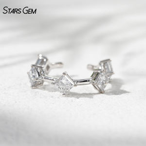 Pendientes de Oro Sólido de 10K con Diamantes Cultivados en Laboratorio Starsgem, Joyería Fina, Unisex, Modernos, Blancos D.E. Color 1.0g - Product Image 5