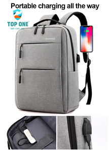 Top One sac à dos unisexe en Nylon pour ordinateur portable avec logo personnalisé de la vie quotidienne Port de charge USB noir Port de charge USB - Product Image 2