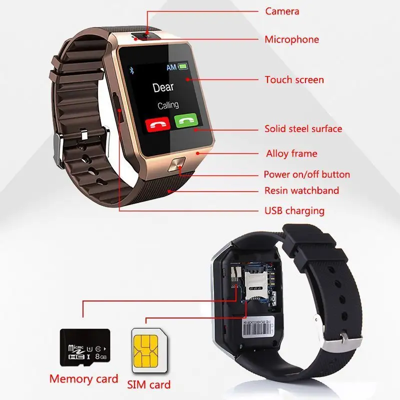 2022 original real generic DZ09 smart watch t500plus w34 t500 w26 m26 v8 dz 09 smart watch sim card dz09 smartwatch with camera