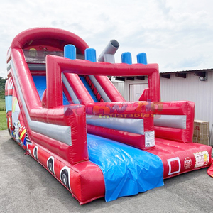 Château gonflable double face rouge pour fêtes, toboggan gonflable commercial pour événements - Product Image 3