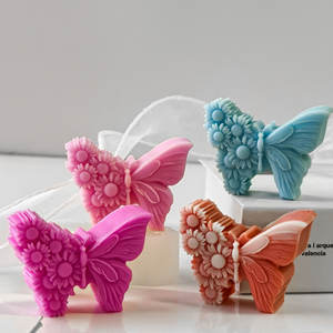 Moule en Silicone Fleur Papillon DIY Moule Papillon Marguerite pour la Fabrication de Bougies Parfumées, Plâtre, Savon, <span class=keywords><strong>Fondant</strong></span> et Décoration de Gâteaux - Product Image 4