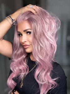 Pelucas de Fibra Futura de Alta Calidad, Color Morado Rosado Transparente, Peluca Frontal HD 13x4, Resistente al Calor, Fibra de Alta Temperatura, Gorra Grande - Product Image 3