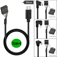Câble adaptateur de mise à niveau pour panneau de boîtier de bureau, connecteur USB 9 broches en cuivre, connecteur femelle pour panneau frontal 20 broches vers connecteur mâle Type-C à angle de 90 degrés