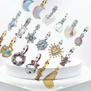 Pendentif <span class=keywords><strong>de</strong></span> Noël en argent sterling 925, boucles d'oreilles flocon <span class=keywords><strong>de</strong></span> neige, perles adaptées aux bracelets, colliers, bijoux, cadeaux DIY - Product Image 4