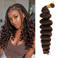 Fibres synthétiques de qualité supérieure résistantes à la chaleur, 16 pouces, boucles lâches françaises, 75g/pièce, cheveux synthétiques à boucles spirales pour tresses et extensions.