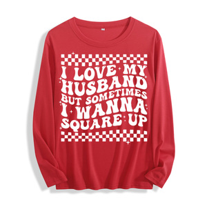 100% <span class=keywords><strong>T</strong></span> - <span class=keywords><strong>Shirt</strong></span> a manica lunga in cotone "I Love My marity Funny Graphic", Multi-colori - Product Image 2