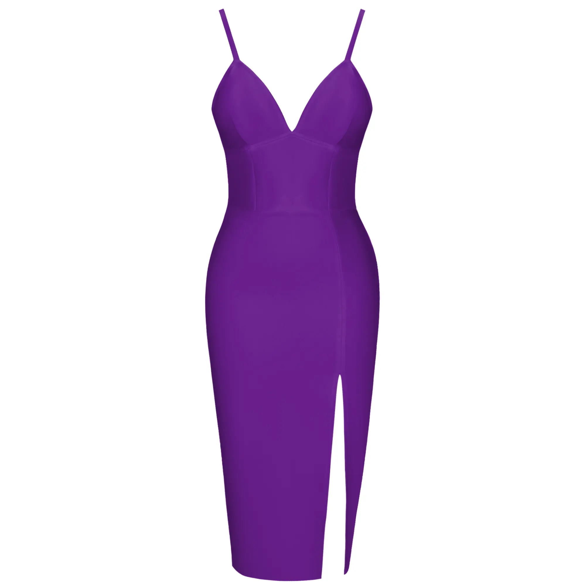 Midi Bandage Dress for New Year 2022 Women Purple Bandage Dress Bodycon Elegant Sexy Party Dress Evening Club Outfit