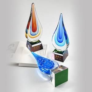Trophée de luxe en verre <span class=keywords><strong>cristal</strong></span> émaillé ancien gravé, prix de la persévérance personnalisé, style commémoratif pour réunion annuelle - Product Image 3