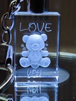 Porte-clés en cristal K9 en gros, rectangulaire, avec lumière LED, gravure laser 3D, porte-clés vierge en cristal pour cadeau d'affaires