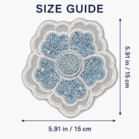 Grande applique florale perlée bleue avec sequins, broderie à coudre pour décorer vestes, robes, sacs et projets DIY