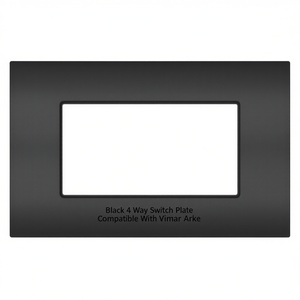 Placa de interruptor de 4 vías negra compatible con Vimar Arke - Product Image 2