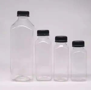 500ml Square Plastic Juice Bottle 250ml 350ml 500ml 1000ml Plastic Square Juice Bottles