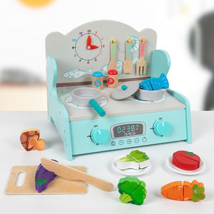 ชุดครัวทำจากไม้ชุดเล่นสมมติพร้อมเตาหม้อกระทะอุปกรณ์ทำอาหารชุดของเล่นตัดอาหารสำหรับเด็กผู้หญิงเด็กผู้ชายเด็กวัยหัดเดิน - Product Image 1