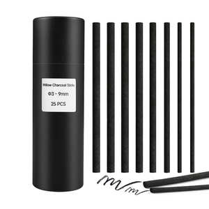 Baguettes de charbon de bois de saule pailleté Crayons de charbon de bois de saule naturel pour artistes débutants Croquis Écriture <span class=keywords><strong>Dessin</strong></span> 3-9mm - Product Image 1