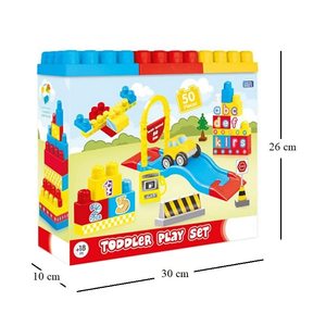 Juego de bloques de construcción de 50 piezas con letras, números y pistas, juego de juego para niños de 18 meses en adelante - Product Image 2