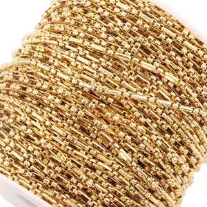 Chaîne carrée en acier inoxydable 3:1 plaquée or, creuse, pour collier, bracelet, chaîne de pull, accessoire de bijouterie unisexe - Product Image 4