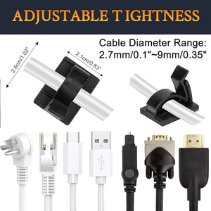 Adjustable R <strong>Cable</strong> <strong>Clips</strong>, Adhesive Organizers <strong>Sticky</strong> Wire <strong>Clips</strong> Cord Holder for TV PC Ethernet Under Desk Wall Home Office - Product Image 5