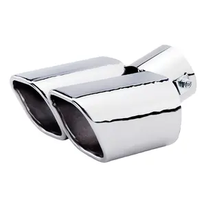 Knalpot Dua Outlet Mobil, Ujung Pipa Knalpot Kotak Universal Stainless Steel 63Mm A206