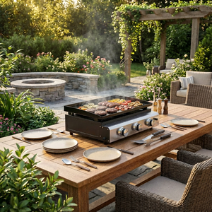 <span class=keywords><strong>Plancha</strong></span> à gaz élégante et portable sans fumée à 3 brûleurs, idéale pour les barbecues et la cuisson en extérieur sur la terrasse. - Product Image 1