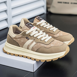 Baskets décontractées rétro en maille à lacets pour hommes, légères, à semelle épaisse et respirantes – Chaussures de marche tendance style patchwork pour papa - Product Image 1