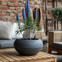 Jardinière élégante en fibre-ciment extra-large, légère et durable, pour plantes d'intérieur/extérieur, pot de fleurs blanc avec trou de drainage pour plantes au sol