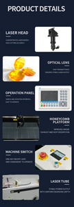 CO2 Laser Engraver 7050 Co2 80w 100w Laser Cutter Non-metal Laser Cutting Engraving Machine - Product Image 3