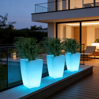 Vente en gros d'usine de pots de fleurs intelligents à énergie solaire pour l'extérieur, pour une utilisation dans les hôtels, les restaurants, les jardins et comme pots de fleurs décoratifs