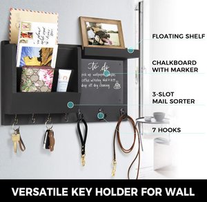 Porta Llaves De Pared <strong>Home</strong> <strong>Decor</strong> Wall Car House Entryway Fender <strong>Key</strong> Ring Organizer and Mail <strong>Key</strong> <strong>Hook</strong> Rack Holder With Shelf - Product Image 3