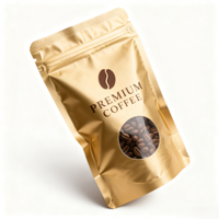 Sachets de café personnalisés anti-odeur, refermables, à fond plat avec fenêtre pour grains de café, aliments pour animaux et gelée