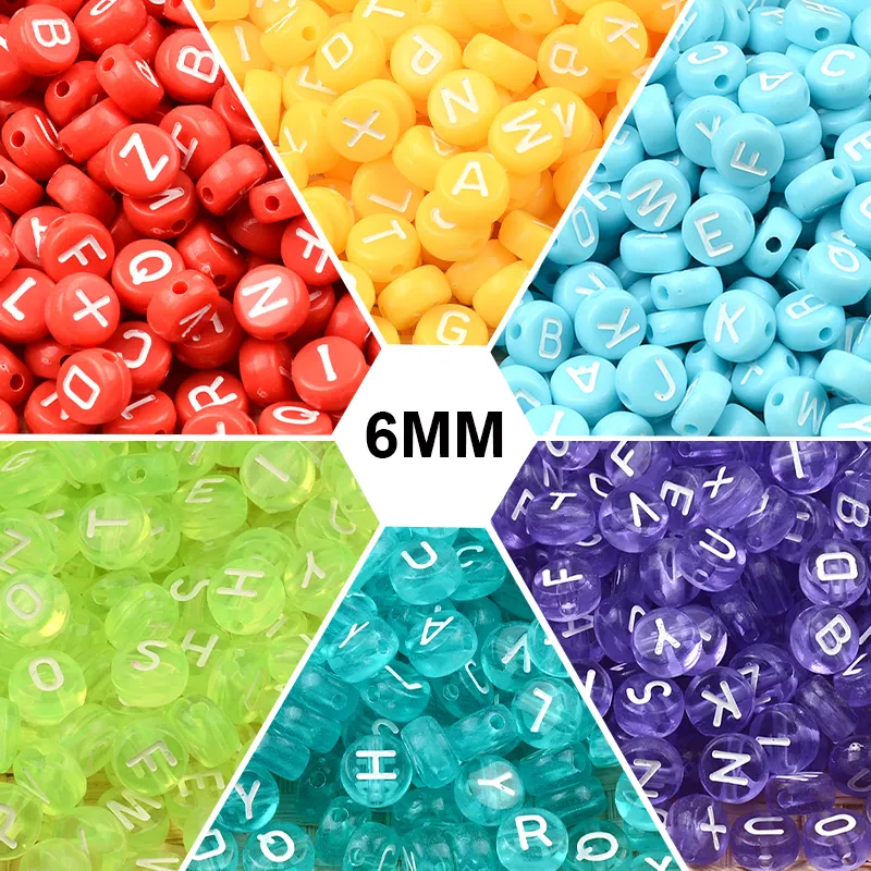 Wholesale Hot Sale 4x7mm 100 Pcs/Lot Mixed Fluorescent Transparent Letter Colorful Acrylic Beads For Jewelry Making Diy