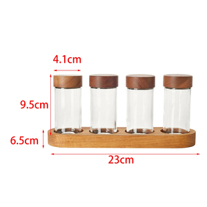 Wooden Lid Glass <strong>Spice</strong> <strong>Jar</strong> 4oz Empty Round/Square <strong>Spice</strong> Containers with Shaker Lids - Product Image 6